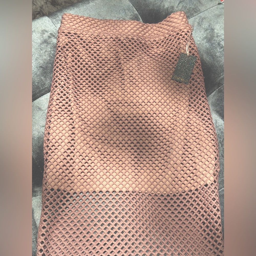 Pink fishnet midi skirt
